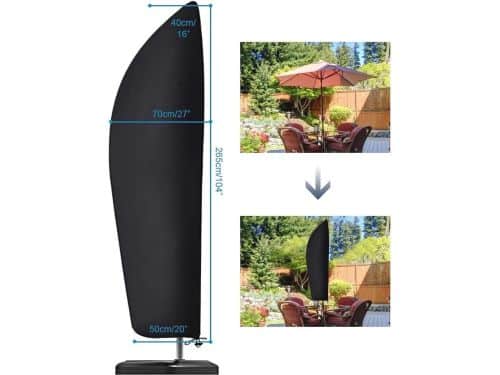 Waterdichte en winddichte parasolhoes - Extra grote UV-bestendige parasolbescherming (265