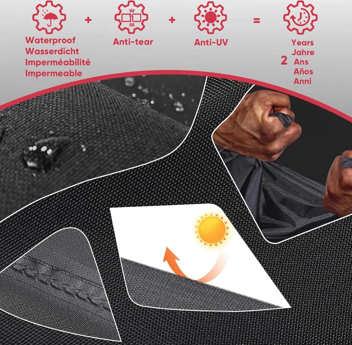 waterdichte en winddichte parasolhoes geschikt voor parasols tot 135