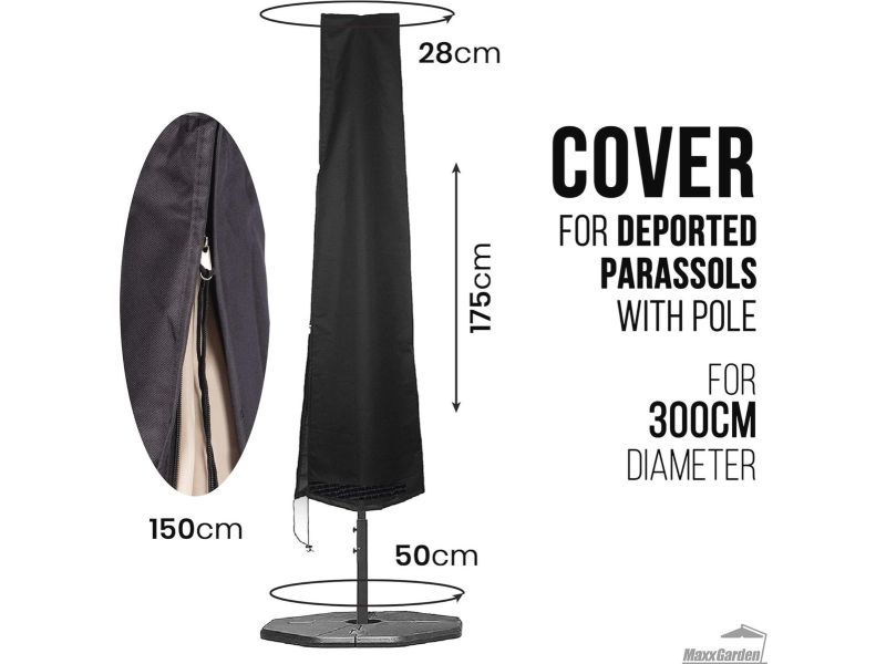 Waterdichte Parasolhoes met Rits en Trekkoord - 175x28x50 cm