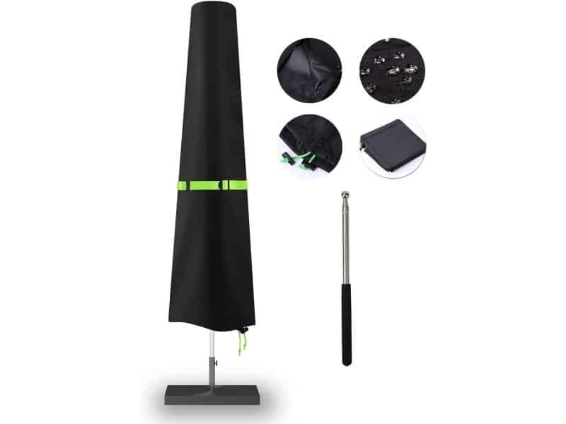 Waterdichte Parasolhoes met Ritssluiting en Duwstok voor Buitenparasols (2