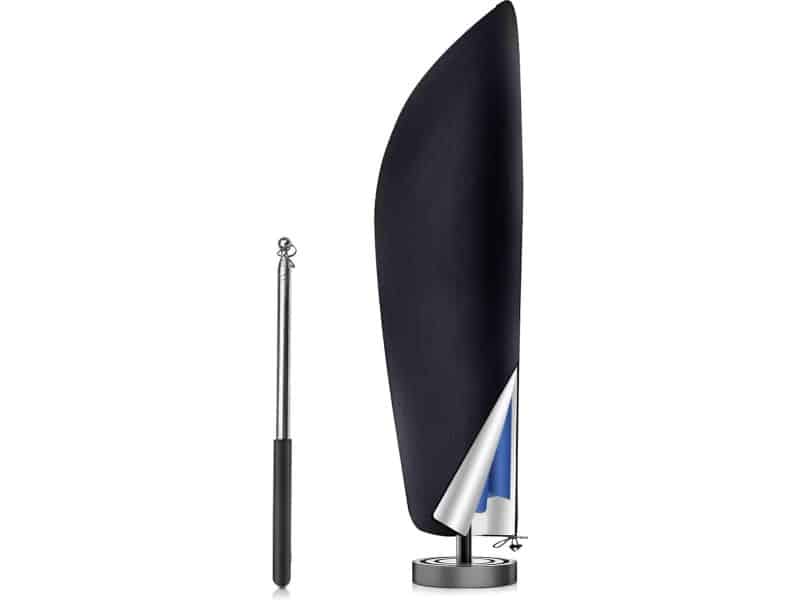 Waterdichte Parasolhoes UV-bescherming 210D Oxford-weefsel - Zwarte Beschermhoes met Ritssluiting