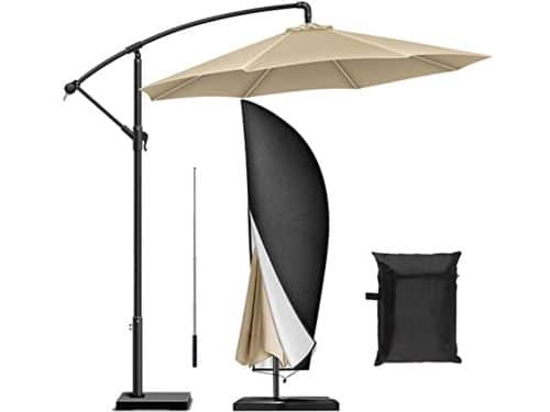 Waterdichte parasolhoes voor 2-4 m tuinparaplu, zwart, 420D Oxford