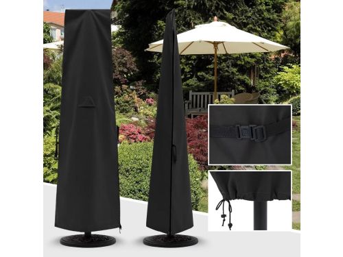 Waterdichte Parasolhoes voor Buitenparasols 198cm tot 427cm Zwart