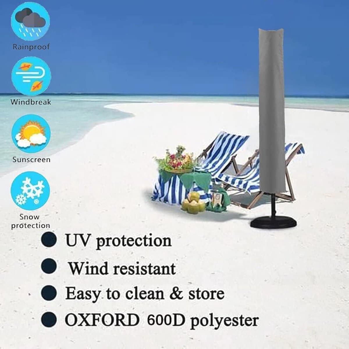 waterdichte parasolhoes voor tuin, robuuste 600d oxford stof, 153 x 30