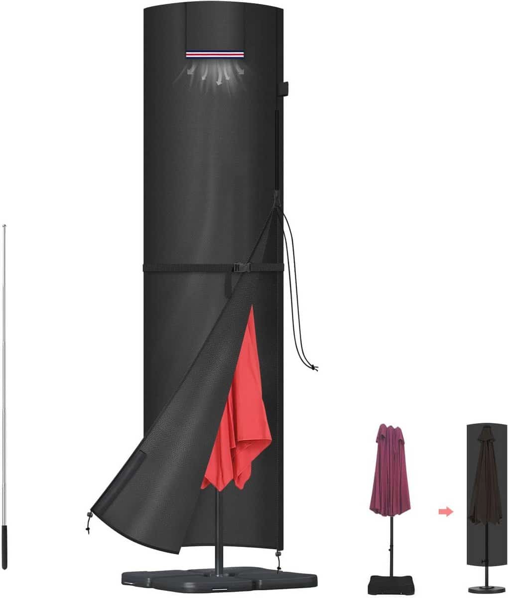 waterdichte parasolhoes voor tuinparasol gebruiksvriendelijke bescherming met ventilatie