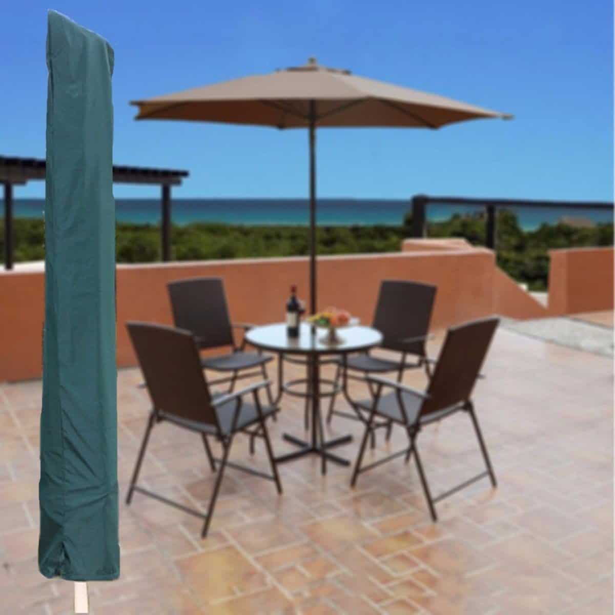 waterdichte parasolhoes voor tuinparasol groen 190x96cm met trekkoord