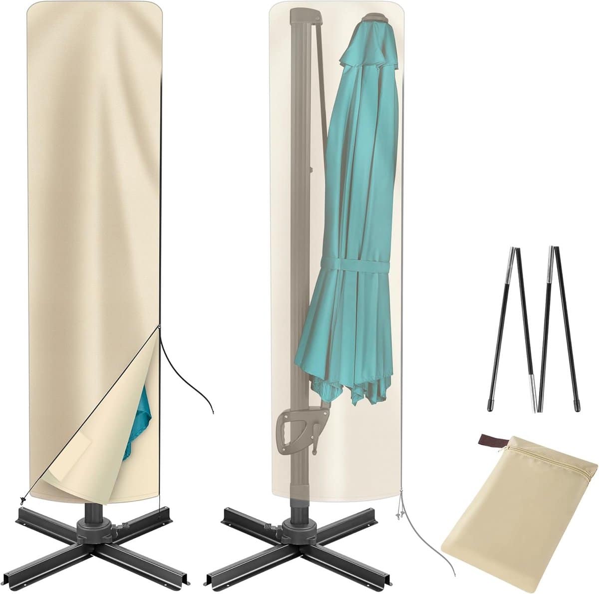 waterdichte parasolhoes voor vrijdragende en offset terrasparasols (beige)