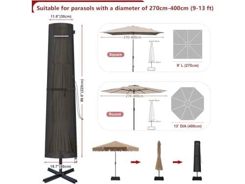 Waterdichte Parasolhoes - Zwart - Oxford Stof - 220x30cm