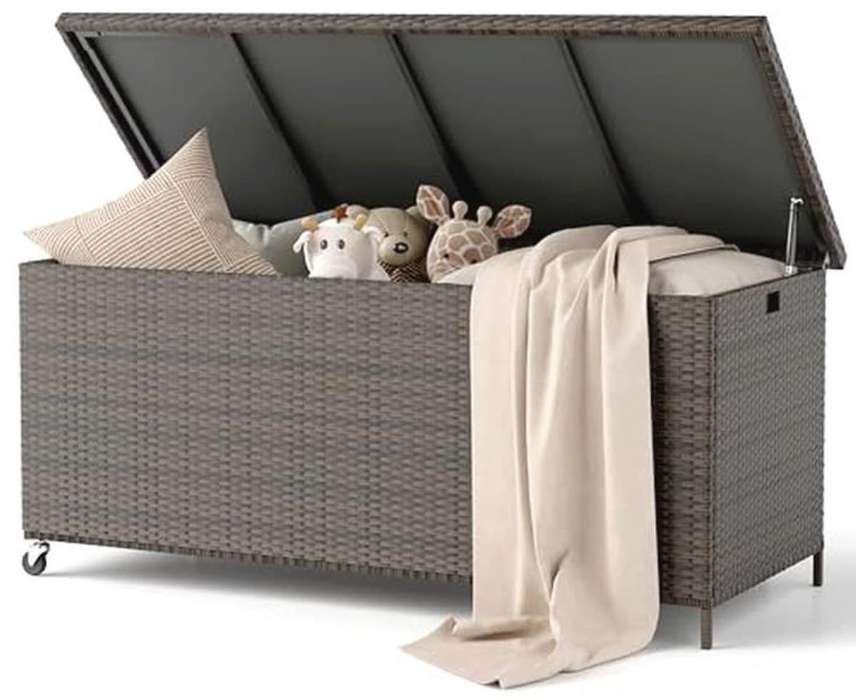 waterdichte tuinbox 480 liter opbergdoos voor buiten met wielen