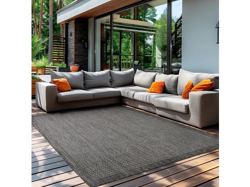 Weerbestendig Buitenkleed 200x300 cm Zwart Platgeweven Voor Tuin en Balkon