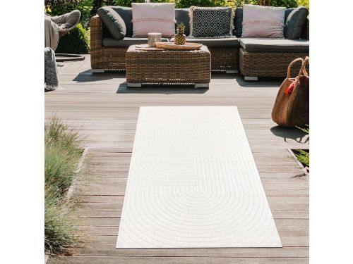 Weerbestendig Buitenkleed Crème Boho Stijl voor Terras en Balkon 80x150