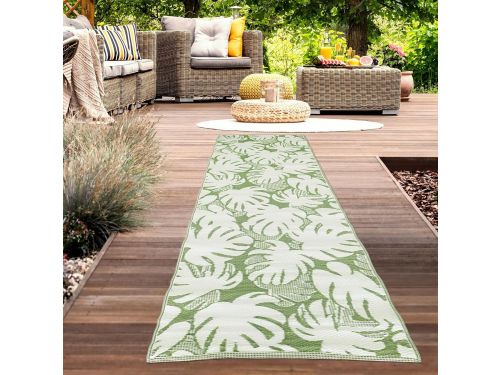 Weerbestendig Buitenkleed Groen Wit - Omkeerbaar Kunststof Tapijt voor Tuin