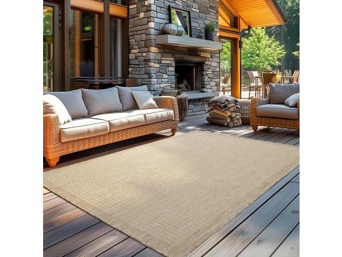 Weerbestendig Buitenkleed Platte Weefstructuur Beige 120x170cm voor Balkon en Tuin