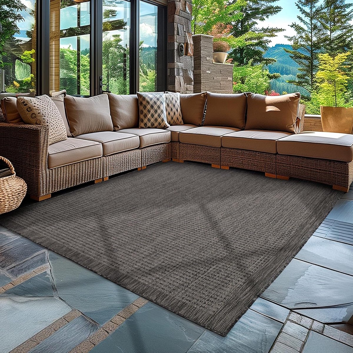 weerbestendig buitenkleed zwart (200×290 cm) geschikt voor terras