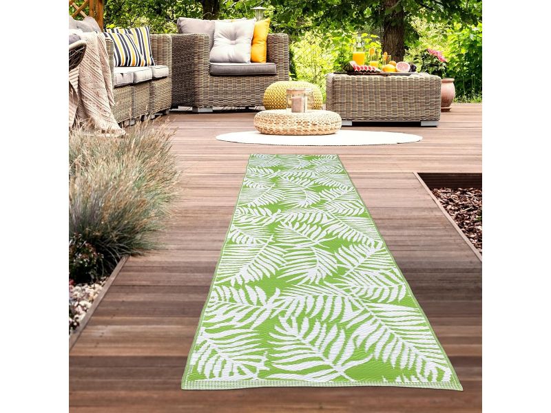 Weerbestendig Buitentapijt Loper 90x300 cm met Tropisch Palm Design voor