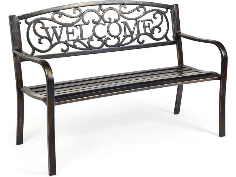 Weerbestendige Tuinbank voor 2-3 Personen - Gietijzeren Parkbank met Rugleuning