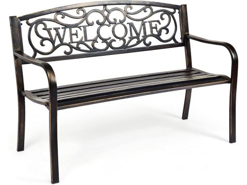 Weerbestendige Tuinbank voor 2-3 Personen - Gietijzeren Parkbank met Rugleuning