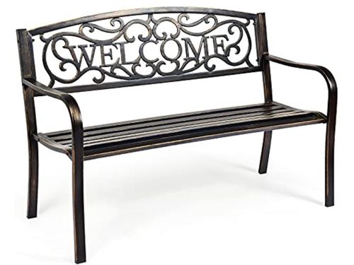 Weerbestendige Tuinbank voor 2-3 Personen - Gietijzeren Parkbank met Rugleuning
