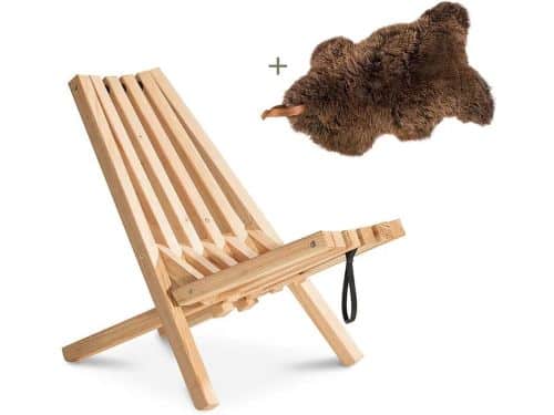 Weltevree | Fieldchair | Tuinstoel Loungestoel Buiten incl, Schapenvacht Bruin
