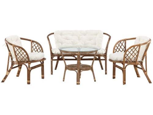 Wera lounge set 1 bank, 2 stoelen, 1 tafel walnoot