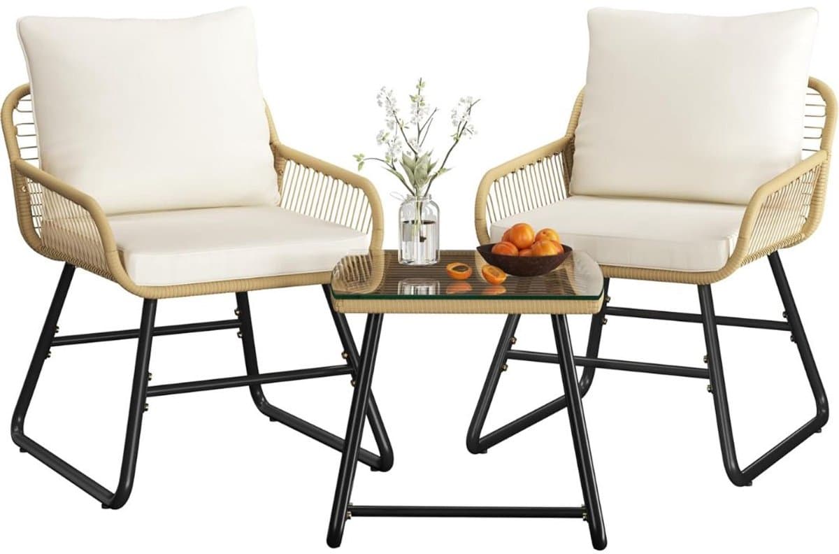 white label® balkonset twee personen stoelen en tafel creme