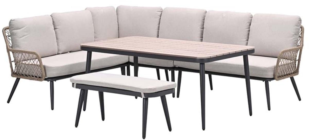 wicker lounge diningset allasio 9 persoons garden impressions