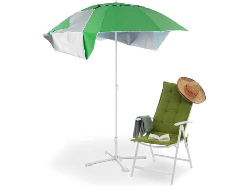 Windscherm camping strandtent UV-bescherming - Relaxdays parasol 50 H x
