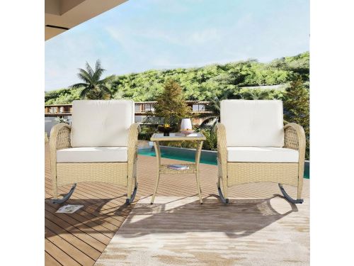 Wishdor - 3-Delige Balkonset - Schommelstoelen Met Tafel - Modern