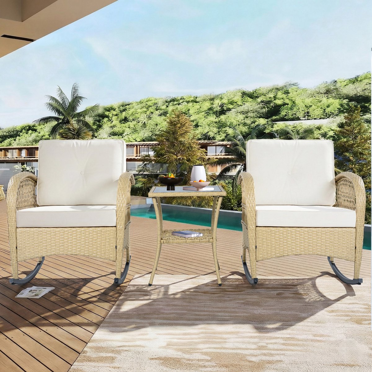 wishdor 3 delige balkonset schommelstoelen met tafel modern