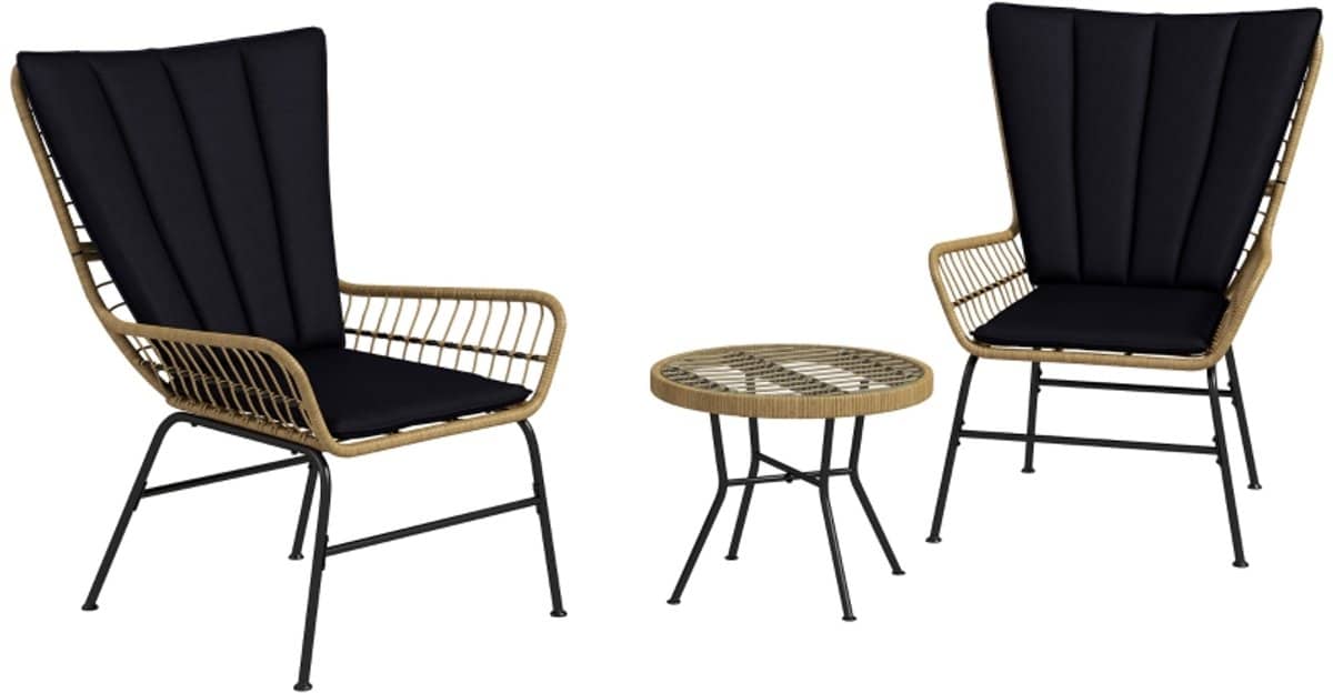 wishdor 3 delige rattan bistroset 2 stoelen en ronde