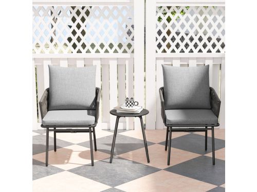 Wishdor - 3-Delige Rotan Bistroset - 2 Tuinstoelen En Bijzettafel