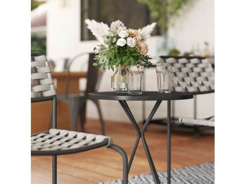 Wishdor - 3-Delige Tuinmeubelset - 2 Stapelbare Stoelen En Ronde