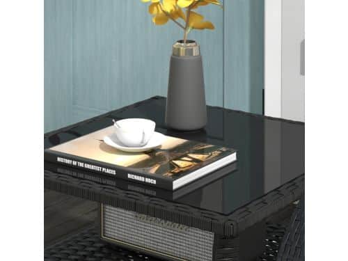 Wishdor - Bijzettafel Voor Buiten - Met Glazen Blad En