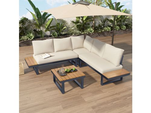 Wishdor - Tuin Loungeset Met Hoek Ligfunctie - 5 Standen