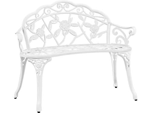 Witte Metalen Tuinbank voor 2 Personen, Weerbestendig Terras- en Balkonmeubel