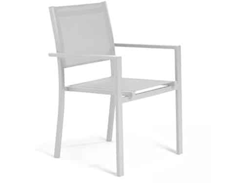 Witte Tuinstoel van Aluminium en Textiel, Stapelbaar en Weerbestendig