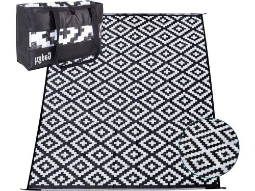 XXL Buitenkleed 270x200 cm Dubbelzijdig Picknickkleed Zwart Wit