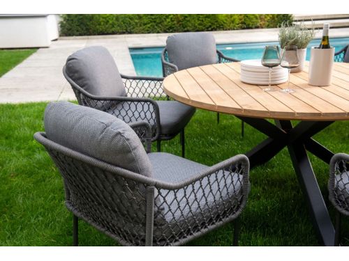 Yoi - Bara dining chair aluminium salix/rope salix/flax beige AW