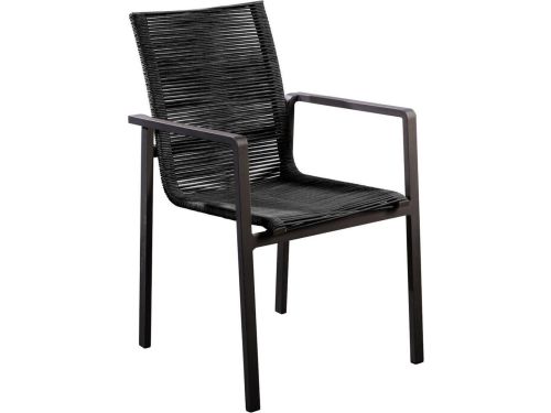 Yoi - Ishi stackable dining chair alu black/rope black