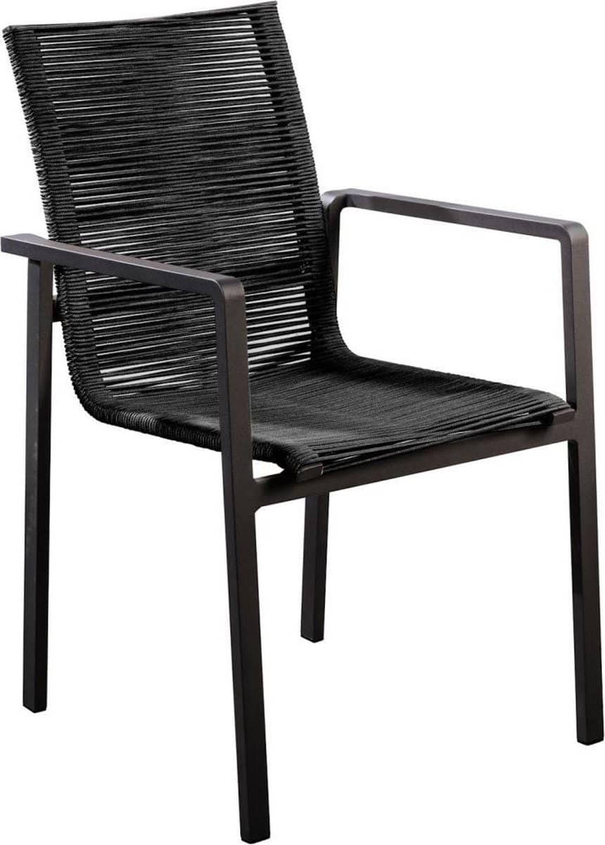 yoi ishi stackable dining chair alu black/rope black