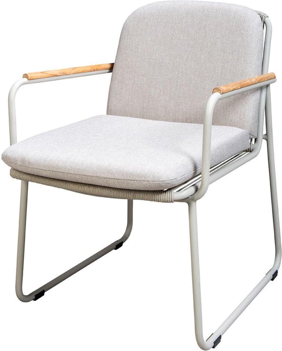 yoi serra dining chair aluminium salix rope salix/flax beige