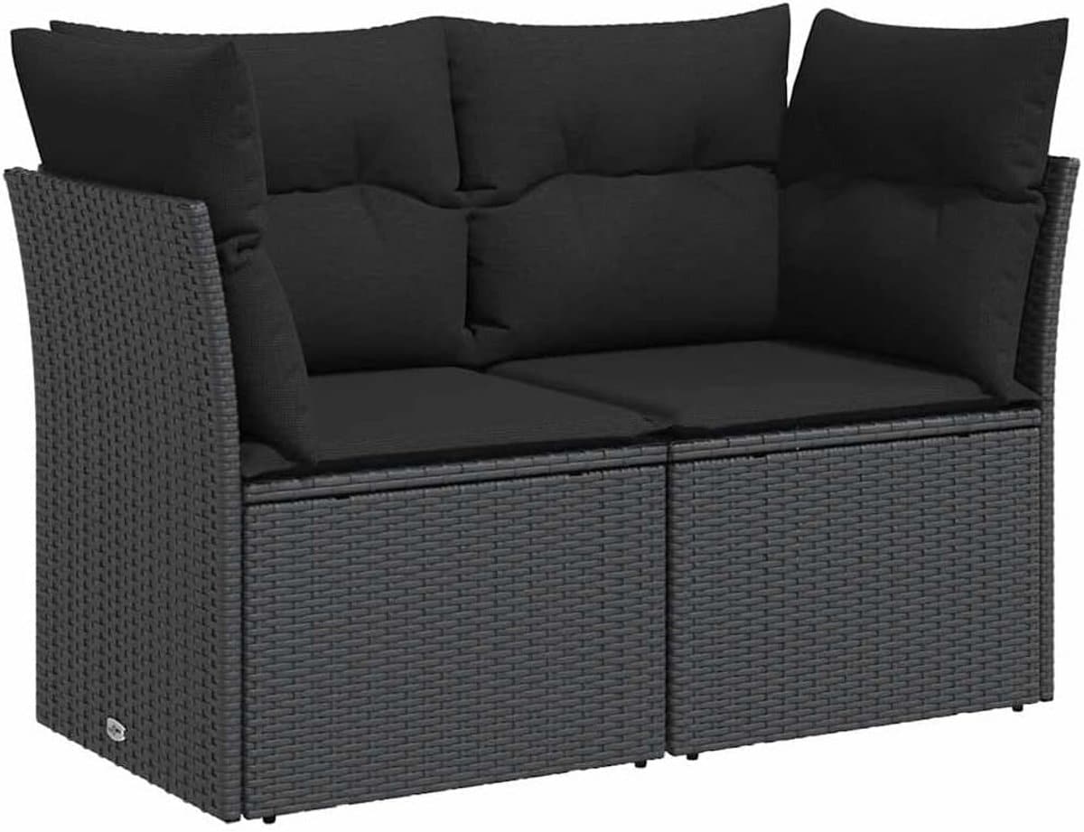 zitbank voor tuin met kussens, 2 personen loungebank polyrattan