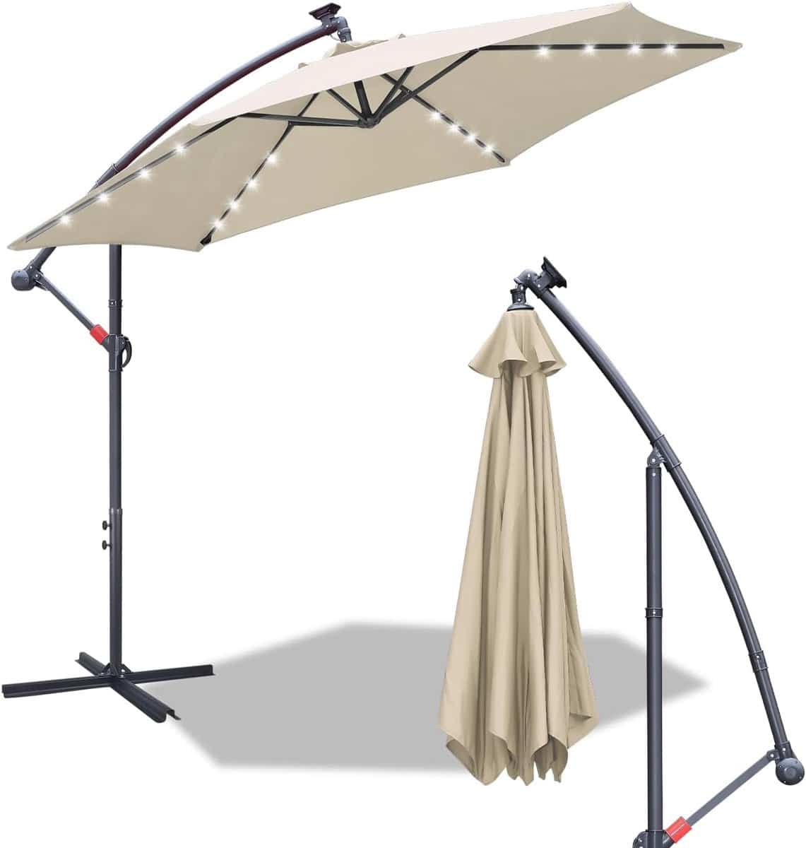 zonnescherm met led en zonne energie Ø 350 cm