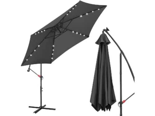 Zonnescherm met LED en Zonne-energie, Ø 350 cm