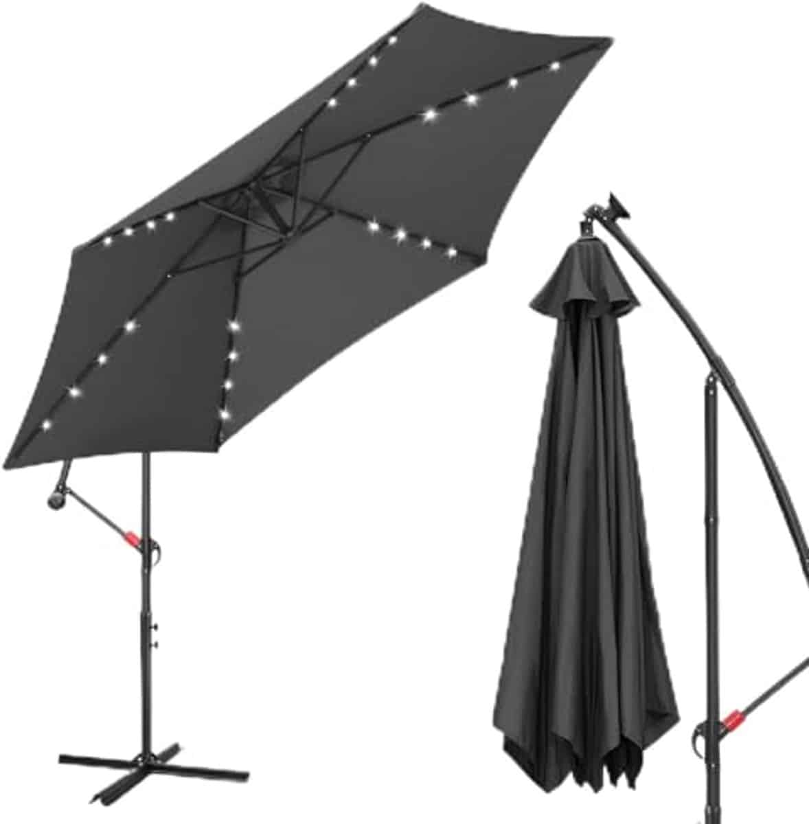 zonnescherm met led en zonne energie, Ø 350 cm