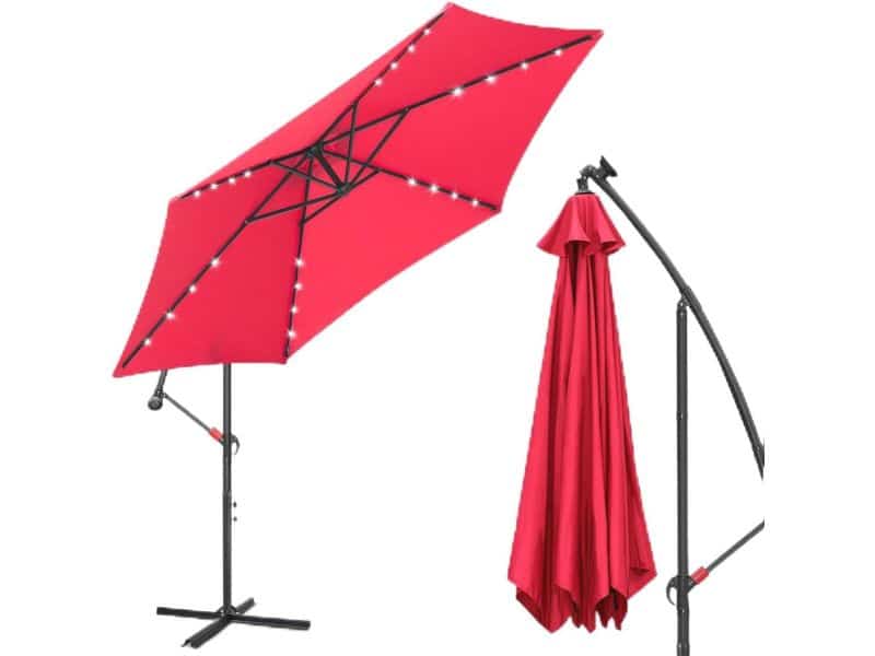 Zonnescherm met LED verlichting - Zonne-energie Parasol Ø 350 cm