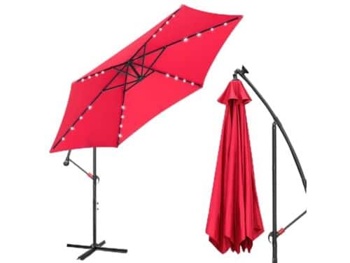 Zonnescherm met LED verlichting - Zonne-energie Parasol Ø 350 cm