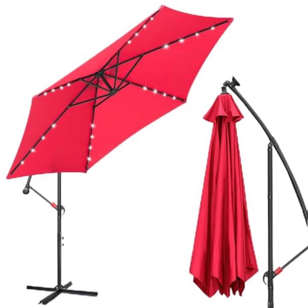 zonnescherm met led verlichting zonne energie parasol Ø 350 cm