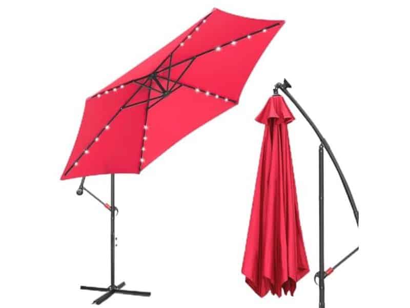 Zonnescherm met LED verlichting - Zonne-energie Parasol Ø 350 cm