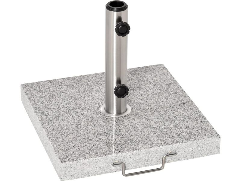 Zware Parasolvoet met Wieltjes - Marmer en RVS voor Stabiliteit